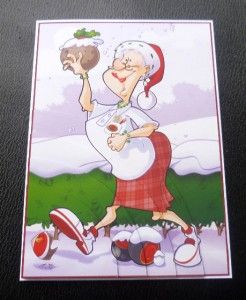 Cartoon Style Lady Lawn Bowls Bowling Funny Christmas Card