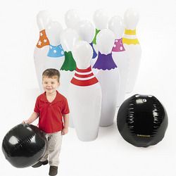 Set of 10 Inflatable Bowling Pins with Ball New 32 Tall Game Free 