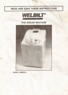 Manual for Welbilt Bread Machine ABM3100 Download Only