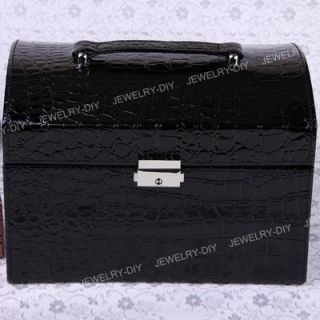  Leather Jewelry Drawer Showcase Display Storage Case Box w Handle 