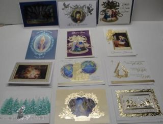 Gorgeous Lot of 12 Religious Christmas Cards Envelopes Scrapbooking 