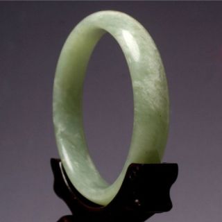 Large Flat Light Green Jade Bangle Bracelet 65mm 2 56