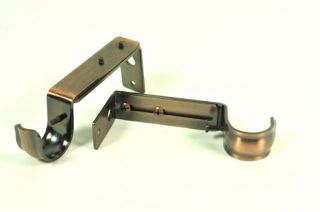 Two Adjustable Antique Copper Curtain Rod Brackets