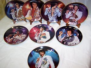 Bradford Exchange Elvis Presley Collector Plate Set of 8 w COA Jeweled 