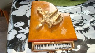   BAKELITE CATALIN TOP BABY GRAND PIANO THORENS MUSIC BOX JEWELRY BRAHM