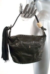   Embossed Leather Handbag w Braided Handle EX Cond Fabulous Bag