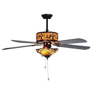 52 Brandis Stained Glass Double Lit Ceiling Fan