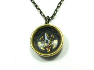 STEAMPUNK COMPASS Necklace Pendant Brass Pirate Nautical Jewelry