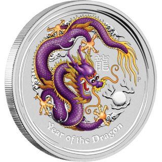 Brisbane ANDA Coin Show 2012 Year of the Dragon 1oz Silver Coloured 