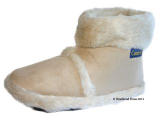 Ladies Coolers Furry Ankle Boot Bootee Slippers Sizes 3 8