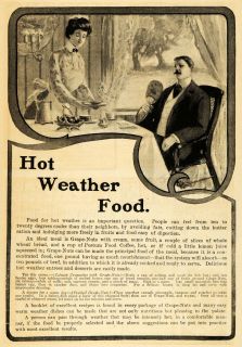 1902 Ad Postum Cereal Grape Nuts Breakfast Summer Health Food 