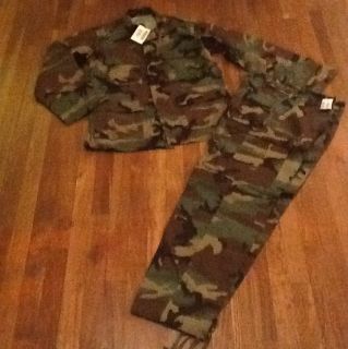 US Military Army Green Camouflage Coat Trousers Size Medium Hunting 