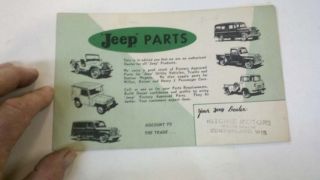 955 1956 Willys Overland Jeep Parts Promo Post Card