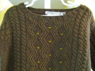 NWT Bonpoint Brode Main French Couture Brown Merino Wool Sweater Beads 