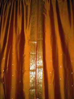 Brown Art Silk Sari Curtain Drapes Panel Window Dressing India 