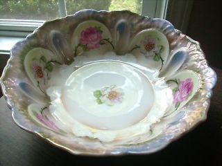 Antique Iridescent Ceramic Floral Decorative Bowl Bavaria