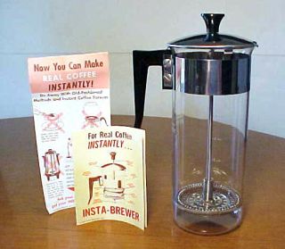 Vintage 1964 Boontonware Insta Brewer Coffee Press Corning Glass 
