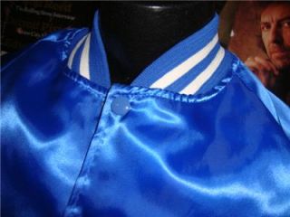 Vtg 80s Satin Starter Style Jacket Blue Color Mets Rams Cubs Seahawks 