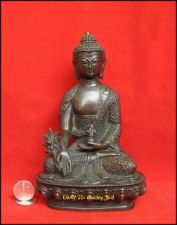 Chinese Bronze Medicine Buddha Sakyamuni Statue 8High