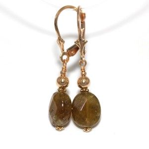   Gold Natural Oval Brown Garnet 4 00ctw Drop Lever Back Earrings