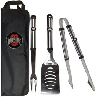 Ohio State Buckeyes 3 Piece Stainless Steel BBQ Tool Set with Tote