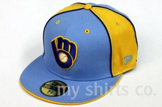Milwaukee Brewers New Era Blue Yellow Fitted Cap New