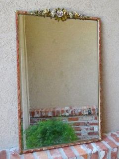 TALL Antique English Barbola Gesso Frame Beveled Wall MIRROR