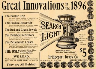 1896 Vintage Ad Bridgeport Brass Bicycle Light Lantern