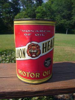 Scarce Lion Head Motor Oil Can Unopened Gilmore Oil Company Sign