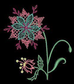 Jacobean Flower Garden Machine Embroidery Designs CD 4x4 Brother 
