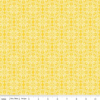 SUNNY HAPPY SKIES FABRIC BRIGHT YELLOW DAMASK LACE   COMPARE AT $11.50 