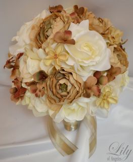 17pcs Wedding Bridal Bouquet Set Decoration Package Silk Flowers 