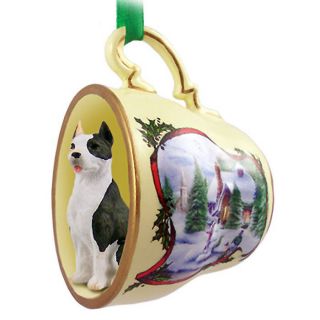 Pit Bull Terrier Dog Christmas Holiday Teacup Ornament Figurine 