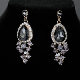   Rhinestone Crystal Bridal Wedding Choker Necklace Jewelry Set Grey