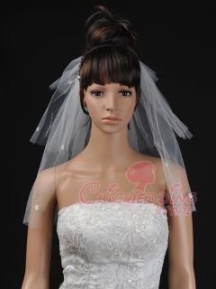   Scatter Flower Shoulder Length Bridal Wedding Veil Fullness