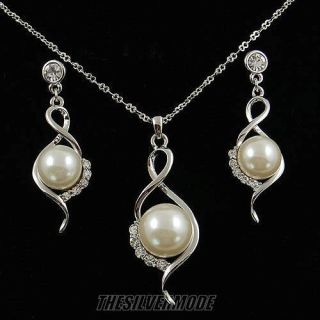   GP Pearl Necklace Earring Jewelry Set Wedding Bridesmaid Jewelry 12867
