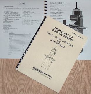 Bridgeport 815 Surface Grinder Operating Parts Manual