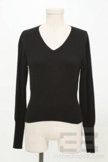 Brunello Cucinelli Black Cashmere V Neck Sweater Size M