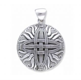   Silver Woven Sunray Medallion St. Bridget Brigids Brigit Celtic Cross