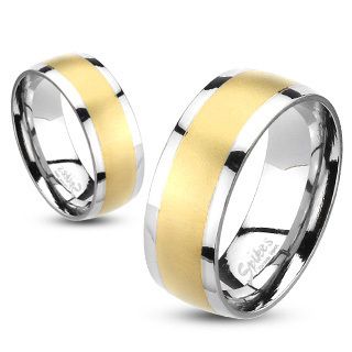 Stainless Steel Brushed Gold IP Dome Band Ring Size 5 6 7 8 9 10 11 12 