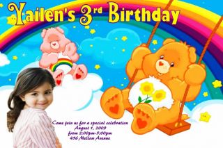 Care Bears Custom Birthday Photo Invitation