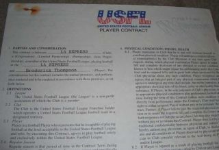 Broderick Thompson Signed USFL Contract Football D2000
