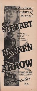 Broken Arrow Movie James Stewart Debra Paget 1950 Ad