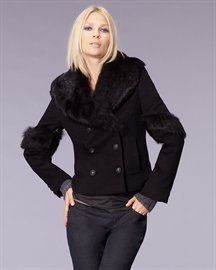 Womens Bird by Juicy Couture Brogan Coat Jacket Faux Fur Trim Size s 