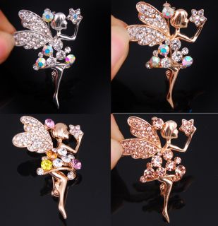 wholesale 4pcs CZ crystal rhinestone angel brooch pins jewelry
