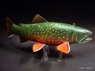 Brook Trout Fish Decoy by Robert J Mitchell