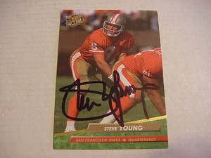 STEVE YOUNG AUTOGRAPHED FOOTBALL TRADING CARD