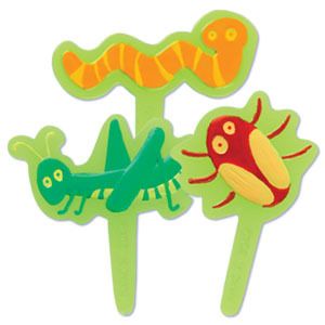 12 Bugs Insects Cupcake Picks Party Worm Grasshopper