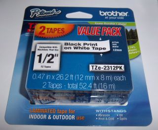 Brother P Touch TZe 231 Label Tape 1 2 12mm NEW Sealed 2 Pack