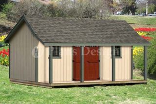   House Storage Shed with Porch Plans P81620 Free Material List